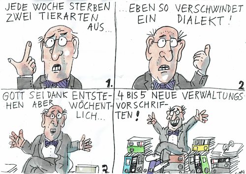 Cartoon: Artensterben (medium) by Jan Tomaschoff tagged divarsität,arten,bürokratie,divarsität,arten,bürokratie