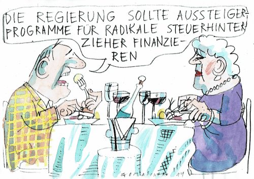 Cartoon: Aussteiger (medium) by Jan Tomaschoff tagged steuern,gier,steuern,gier