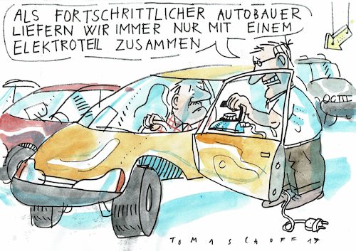 Cartoon: Auto (medium) by Jan Tomaschoff tagged elektroauto,elektroauto