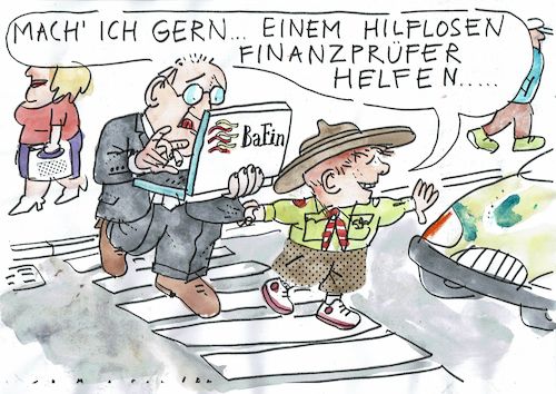 Cartoon: Bafin (medium) by Jan Tomaschoff tagged bafin,wirecard,finanzen,pleite,bafin,wirecard,finanzen,pleite
