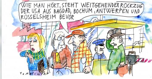 Cartoon: Bagdad und Bochum (medium) by Jan Tomaschoff tagged opel,gm,autoindustrie,werksschließung,usa,detroit,abwrackprämie
