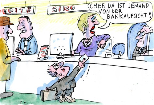 Cartoon: Bankenaufsicht (medium) by Jan Tomaschoff tagged banken,finanzkrise,banken,finanzkrise