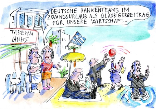 Cartoon: Bankenteams (medium) by Jan Tomaschoff tagged bank,banken,banker,bank,banken,banker
