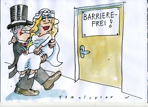 Cartoon: barrierefrei (medium) by Jan Tomaschoff tagged barrieren,barrieren