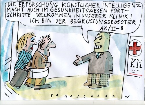 Cartoon: Begrüßung (medium) by Jan Tomaschoff tagged roboter,gesundheit,roboter,gesundheit