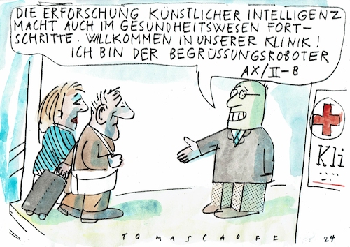 Cartoon: Begrüßung (medium) by Jan Tomaschoff tagged gesundheit,künstliche,intelligenz,beziehung,gesundheit,künstliche,intelligenz,beziehung
