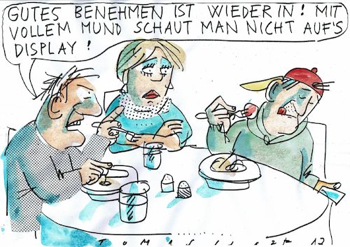 Cartoon: Benehmen (medium) by Jan Tomaschoff tagged handy,sucht,kommunikation,handy,sucht,kommunikation