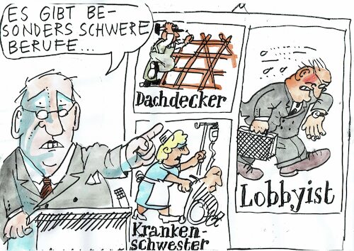 Cartoon: Berufe (medium) by Jan Tomaschoff tagged beruf,arbeit,anstrengung,verschleiss,rentenalter,beruf,arbeit,anstrengung,verschleiss,rentenalter