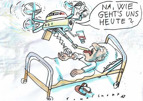 Cartoon: Betreuung (medium) by Jan Tomaschoff tagged gesundheit,zuwendung,krankheit,gesundheit,zuwendung,krankheit