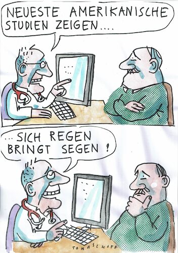 Cartoon: Bewegung (medium) by Jan Tomaschoff tagged gesundheit,bewegung,wissenschaft,gesundheit,bewegung,wissenschaft