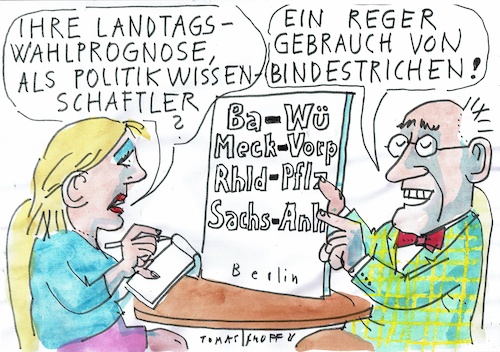 Cartoon: Bindestriche (medium) by Jan Tomaschoff tagged landtag,wahlen,landtag,wahlen