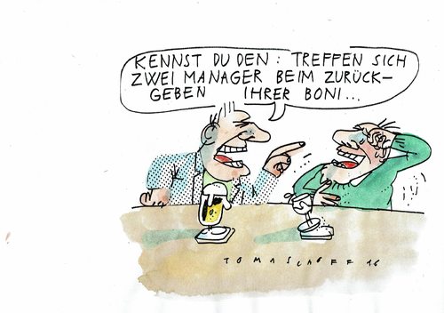 Cartoon: Boni zurück (medium) by Jan Tomaschoff tagged manager,boni,ungleichheit,manager,boni,ungleichheit
