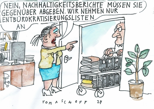 Cartoon: Bürokratie (medium) by Jan Tomaschoff tagged berichte,bürokratie,berichte,bürokratie