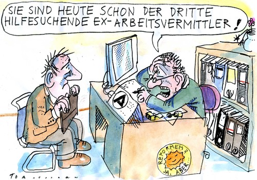 Cartoon: Bundesagentur (medium) by Jan Tomaschoff tagged hartz4,arbeitslosigkeit,arbeitslosigkeit,hartz,arbeit,job,arbeitslos