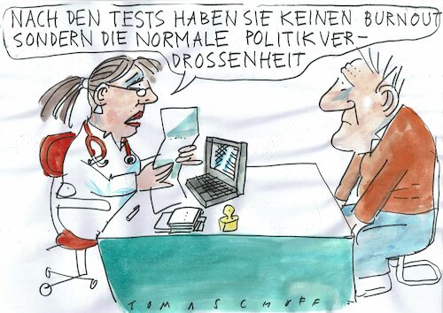 Cartoon: Burnout (medium) by Jan Tomaschoff tagged burnout,politikverdrossenheit,burnout,politikverdrossenheit