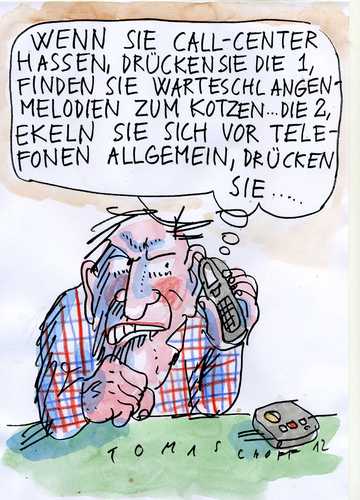 Cartoon: Call Center (medium) by Jan Tomaschoff tagged call,center,warteschleifen,call,center,warteschleifen