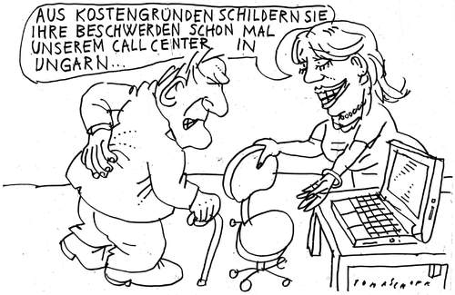 Cartoon: call center (medium) by Jan Tomaschoff tagged gesundheit,call,center,arzt,gesundheit,call center,arzt,patient,krankenkasse,call,center