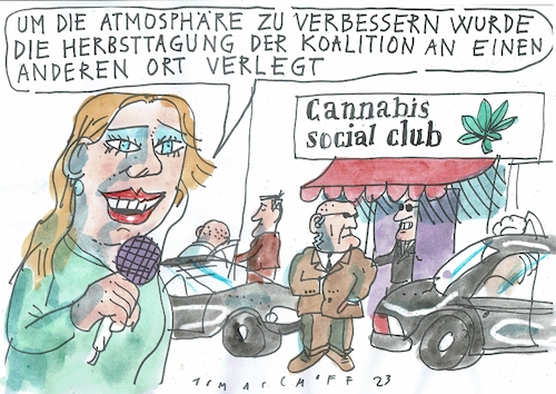 Cartoon: Cannabis (medium) by Jan Tomaschoff tagged cannabis,ampel,koalition,harmonie,cannabis,ampel,koalition,harmonie