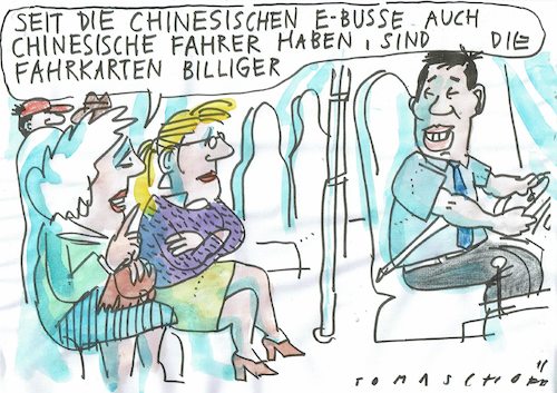 Cartoon: China (medium) by Jan Tomaschoff tagged elektro,mobilität,china,umwelt,elektro,mobilität,china,umwelt