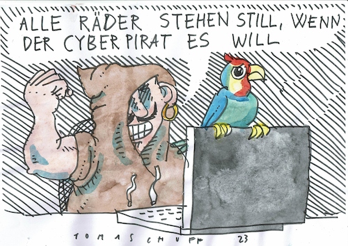 Cartoon: Cyber (medium) by Jan Tomaschoff tagged internet,cyberangriff,internet,cyberangriff