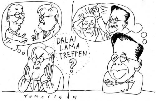 Cartoon: Dalai Lama Treffen (medium) by Jan Tomaschoff tagged dalai,lama