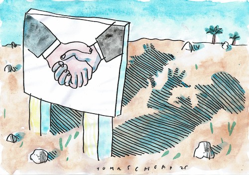 Cartoon: Deal (medium) by Jan Tomaschoff tagged iran,usa,trump,vertrag,krieg,frieden,iran,usa,trump,vertrag,krieg,frieden