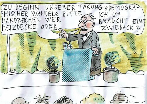 Cartoon: Demografie (medium) by Jan Tomaschoff tagged demografie,alter,wissenschaft,demografie,alter,wissenschaft