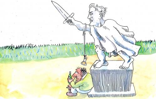Cartoon: Denkmal (medium) by Jan Tomaschoff tagged denkmal,armut,alkohol