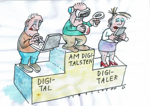 Cartoon: digital (medium) by Jan Tomaschoff tagged digitalisierung,digitalisierung