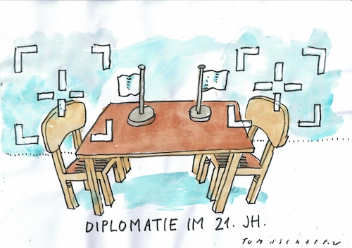 Cartoon: Diplomatie (medium) by Jan Tomaschoff tagged krieg,diplomatie,politiker,krieg,diplomatie,politiker
