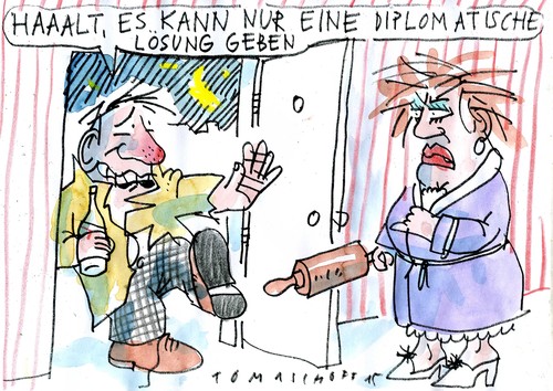 Cartoon: diplomatische Lösung (medium) by Jan Tomaschoff tagged streit,ehe,diplomatie,streit,ehe,diplomatie