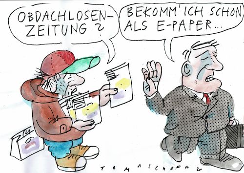 Cartoon: E-Paper (medium) by Jan Tomaschoff tagged zeitung,digitalisierung,zeitung,digitalisierung