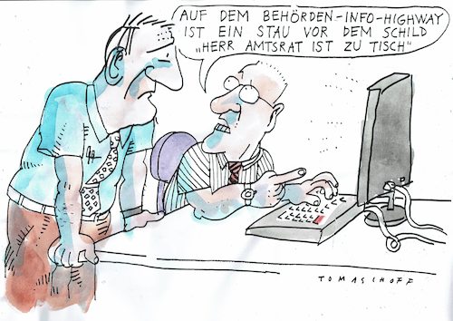 Cartoon: eGovernment (medium) by Jan Tomaschoff tagged digitalisierung,behörden,verwaltung,digitalisierung,behörden,verwaltung