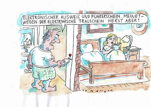 Cartoon: Elektronischer Trauschein (medium) by Jan Tomaschoff tagged smart,home,elektronik,smart,home,elektronik
