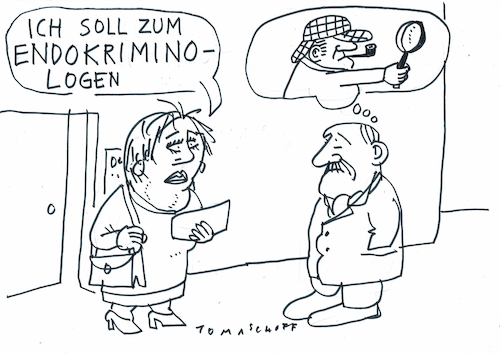 Cartoon: Endokriniloge (medium) by Jan Tomaschoff tagged patient,arzt,fachchinesich,missverständnis,patient,arzt,fachchinesich,missverständnis