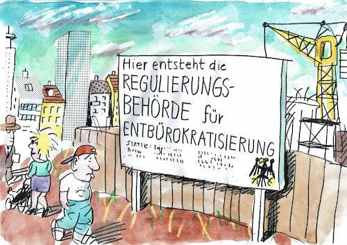 Cartoon: Entbürokratisierung (medium) by Jan Tomaschoff tagged staat,bürokratie,staat,bürokratie