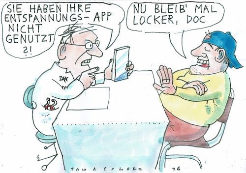 Cartoon: Entspannung (medium) by Jan Tomaschoff tagged gesundheit,stress,app,arzt,gesundheit,stress,app,arzt