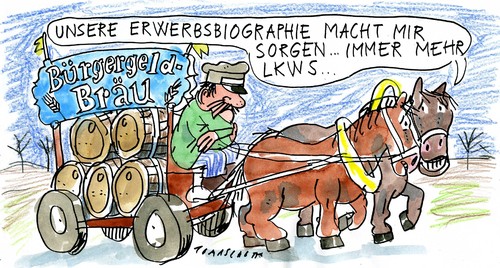 Cartoon: Erwerbsbiografie (medium) by Jan Tomaschoff tagged erwerbsbiografie,bürgergeld