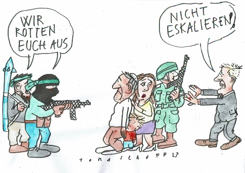 Cartoon: Eskalation (medium) by Jan Tomaschoff tagged nahost,israel,hamas,terror,nahost,israel,hamas,terror