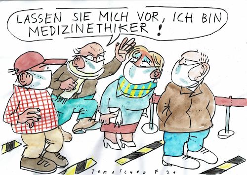 Cartoon: Ethik (medium) by Jan Tomaschoff tagged medizin,ethik,pandemie,egoismus,medizin,ethik,pandemie,egoismus