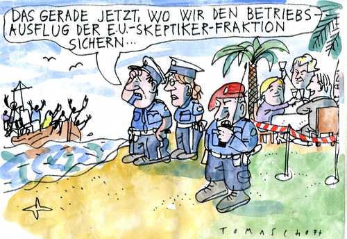 Cartoon: Euroskeptiker (medium) by Jan Tomaschoff tagged europa,migration,europa,migration