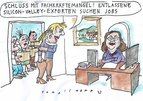 Cartoon: Experten (medium) by Jan Tomaschoff tagged arbeitsmarkt,fachkräfte,it,arbeitsmarkt,fachkräfte,it