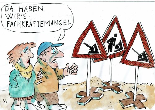 Cartoon: Fachkräfte (medium) by Jan Tomaschoff tagged straßenbau,ifrastruktur,fachkräftemangel,straßenbau,ifrastruktur,fachkräftemangel