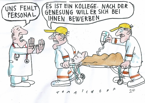 Cartoon: Fachkraft (medium) by Jan Tomaschoff tagged fachkräftemangel,gesundheitswesen,roboter,fachkräftemangel,gesundheitswesen,roboter