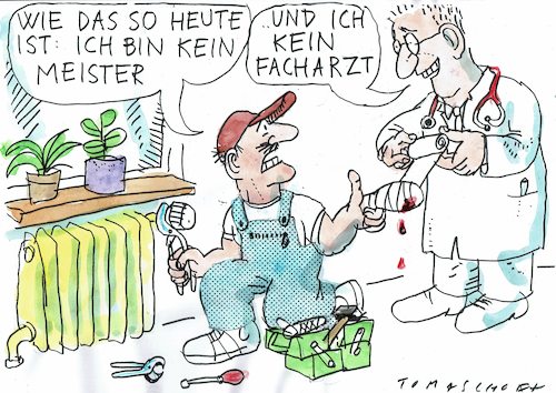 Cartoon: Fachmann (medium) by Jan Tomaschoff tagged fachkräftemangel,handwerk,gesundheitswesen,fachkräftemangel,handwerk,gesundheitswesen