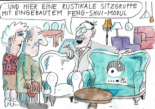 Cartoon: feng shui (medium) by Jan Tomaschoff tagged heim,gemütlichkeit,heim,gemütlichkeit