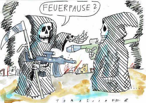 Cartoon: Feuerpause (medium) by Jan Tomaschoff tagged kriege,gewalt,kriege,gewalt