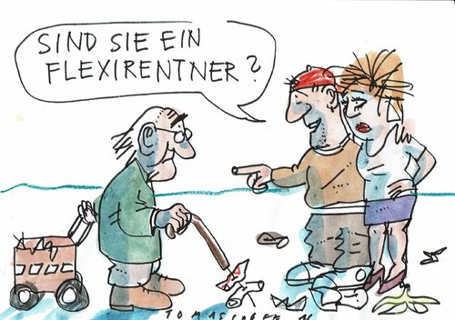 Cartoon: Flexirentner (medium) by Jan Tomaschoff tagged rente,altersarmut,rente,altersarmut