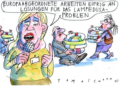 Cartoon: Flüchtlinsproblem (medium) by Jan Tomaschoff tagged flüchtlinge,immigration,immigration,flüchtlinge