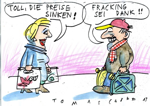 Cartoon: Fracking (medium) by Jan Tomaschoff tagged deflation,ölpreis,fracking,deflation,ölpreis,fracking